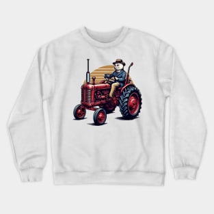 Funny Cat Driving Tractor Crewneck Sweatshirt